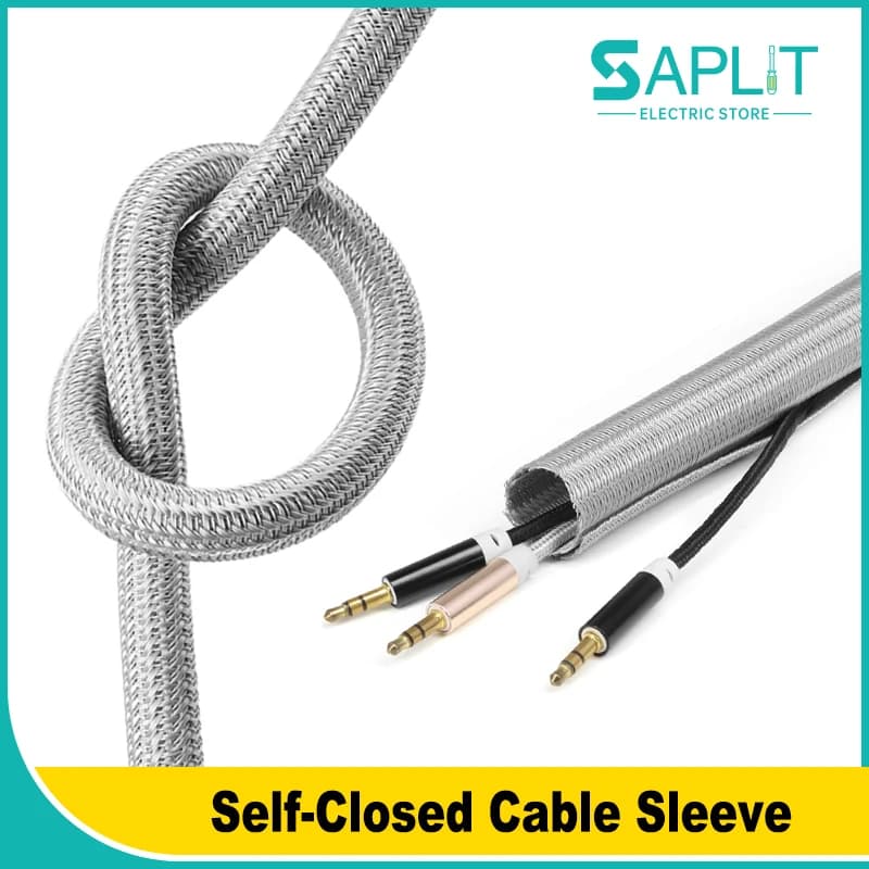 Guaina per cavi autosigillante grigia da 1~10M, 3mm - 50mm, in PET isolato, a spirale, per protezione cavi USB, flessibile e resistente al calore