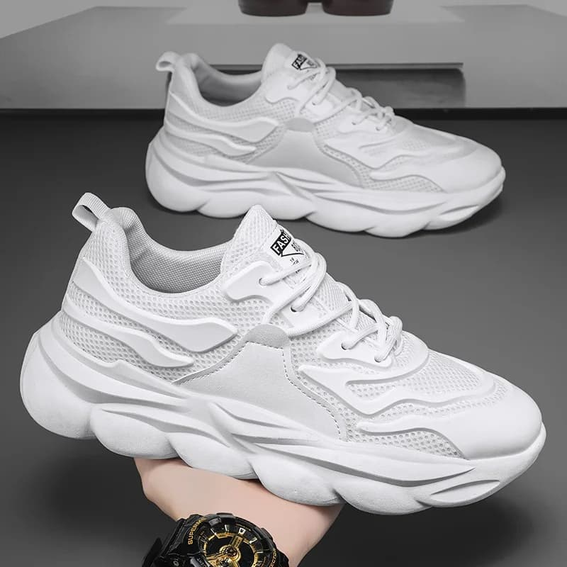 Men's Shoes New Fashion Outdoor Casual Sports Breathable Comfortable Mesh Thick Sole Sneakers Versatile Lace-Up Casual Footwear