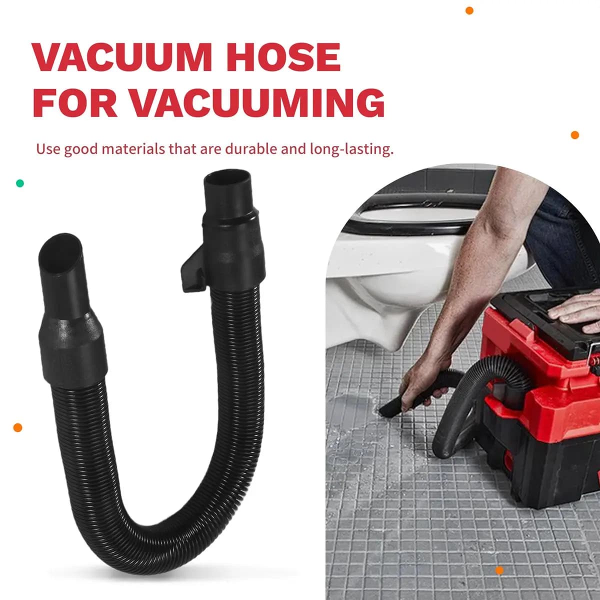 goodok 14-37-0105 Vacuum Hose for Milwaukee M18 Vacuum 0970-20 0880-20 0780-20, Fits 18V/28V Wet/Dry Vac Hose Assembly