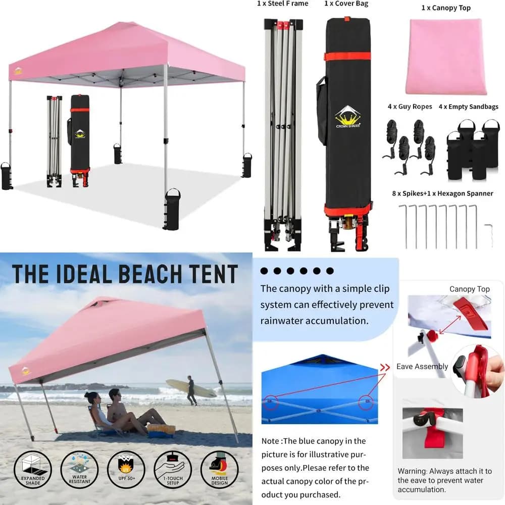 Tenda a baldacchino 10x10 a installazione rapida - Riparo solare da esterno per eventi, feste, campeggio - Tenda da spiaggia facile - Gazebo durevole con Push U