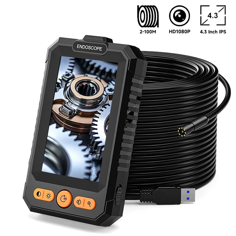 Industrial Periscope 2-100 m Camera 8 mm 1080P 4,3''' IPS Design detachable IP67 endoscope inspection camera for motor pipes