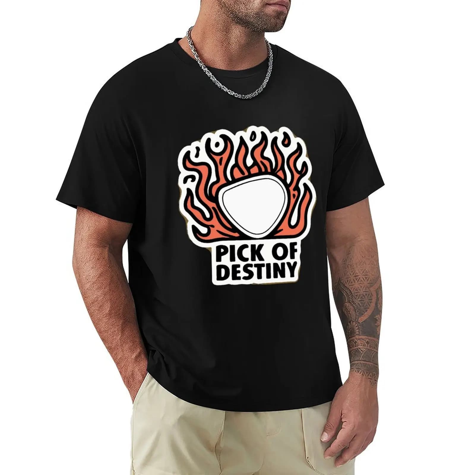 Flaming Bass Guitar Pick - Pick of Destiny T-shirt casual traspirante a maniche corte