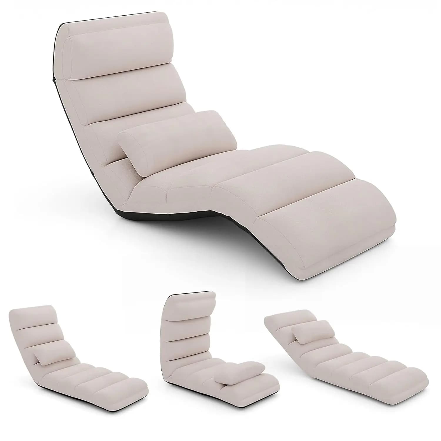 Chaise Lounge 5 Adjustable Positions, Back Support & Footrest, Gaming Chair Home Office, Customized