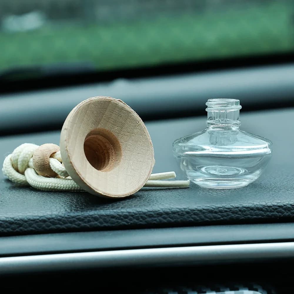 Flacone di profumo da 6 ml vuoto per auto, diffusore di oli essenziali ricaricabile con tappo in legno