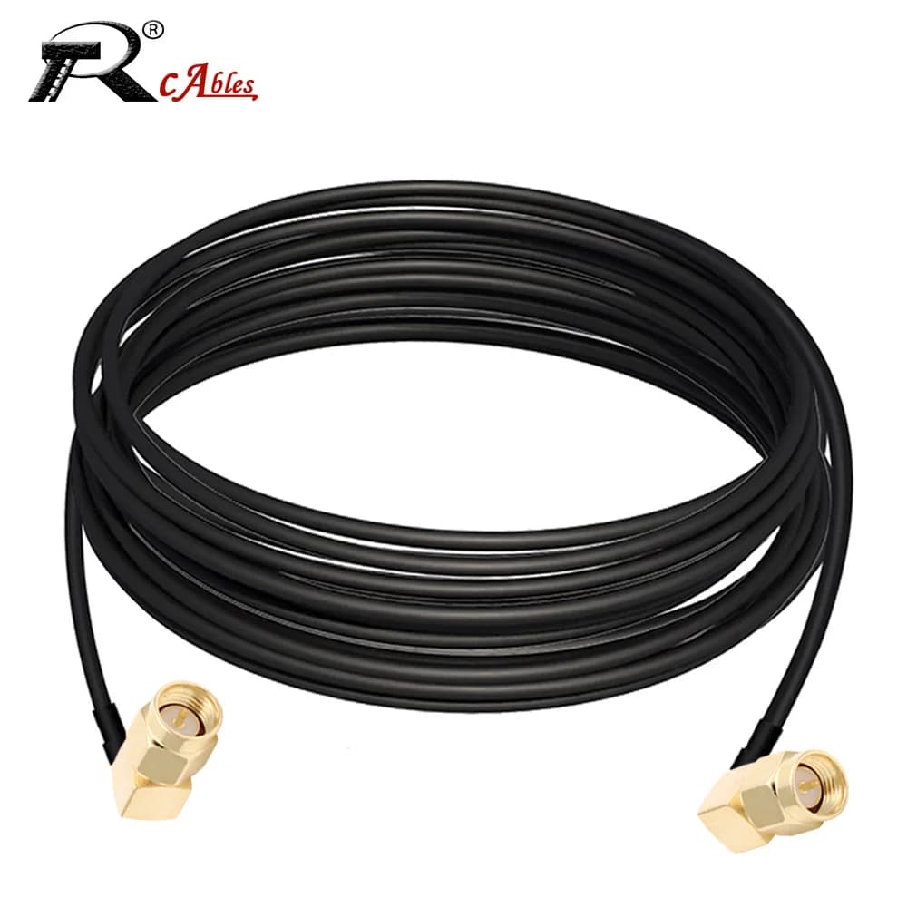 Cavo Coassiale RF RG174 SMA Maschio a Femmina ad Angolo Retto, Prolunga Pigtail in Rame per Scheda di Rete WiFi, Router, Antenna