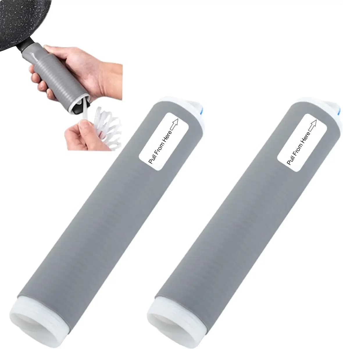 2 heat-resistant silicone cookware shells, anti-slip for pans and cast iron knives, easy to install and clean, grey M