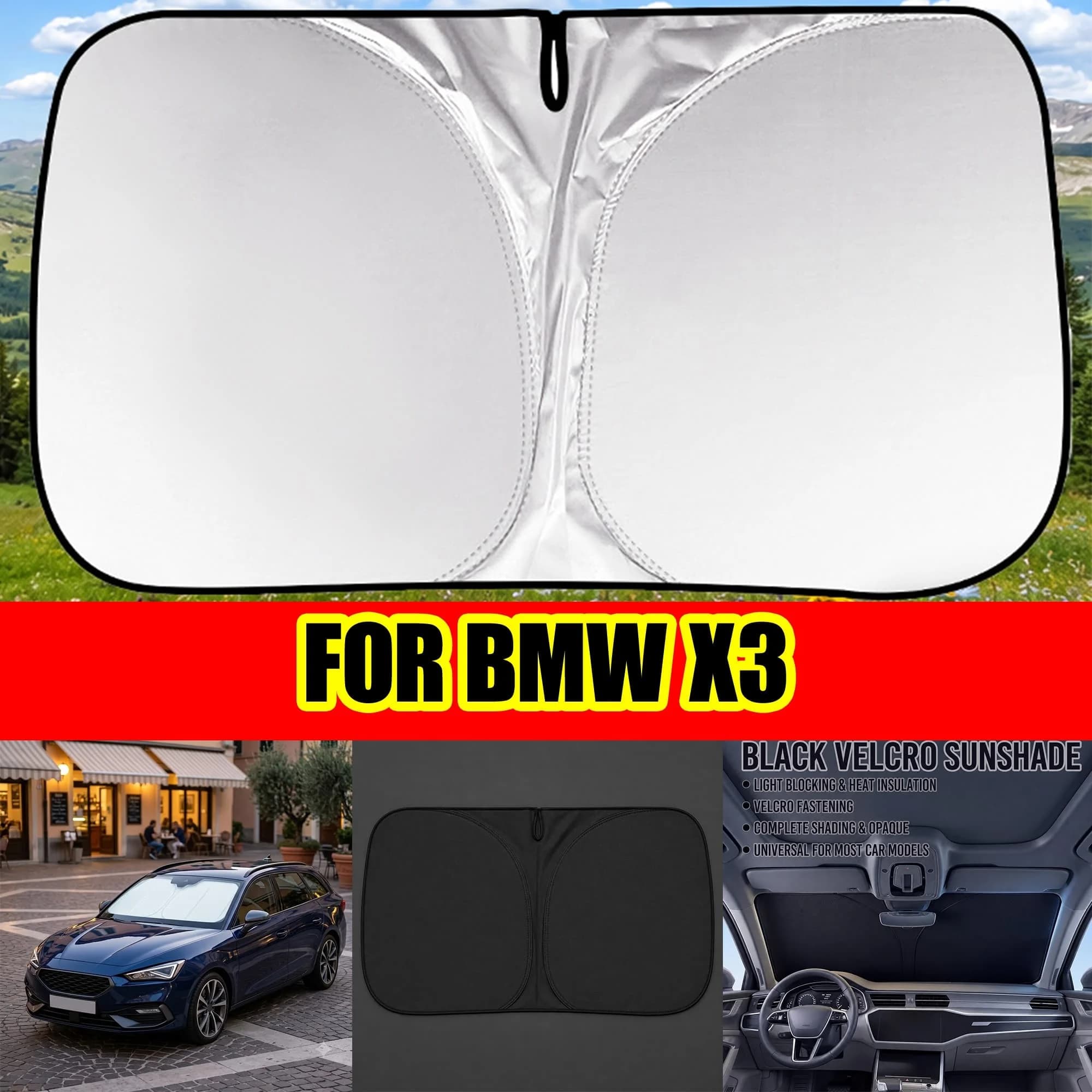 FOR BMW X3 Windshield Sunshade With Titanium Silver Coating, UV Protection & Heat Block