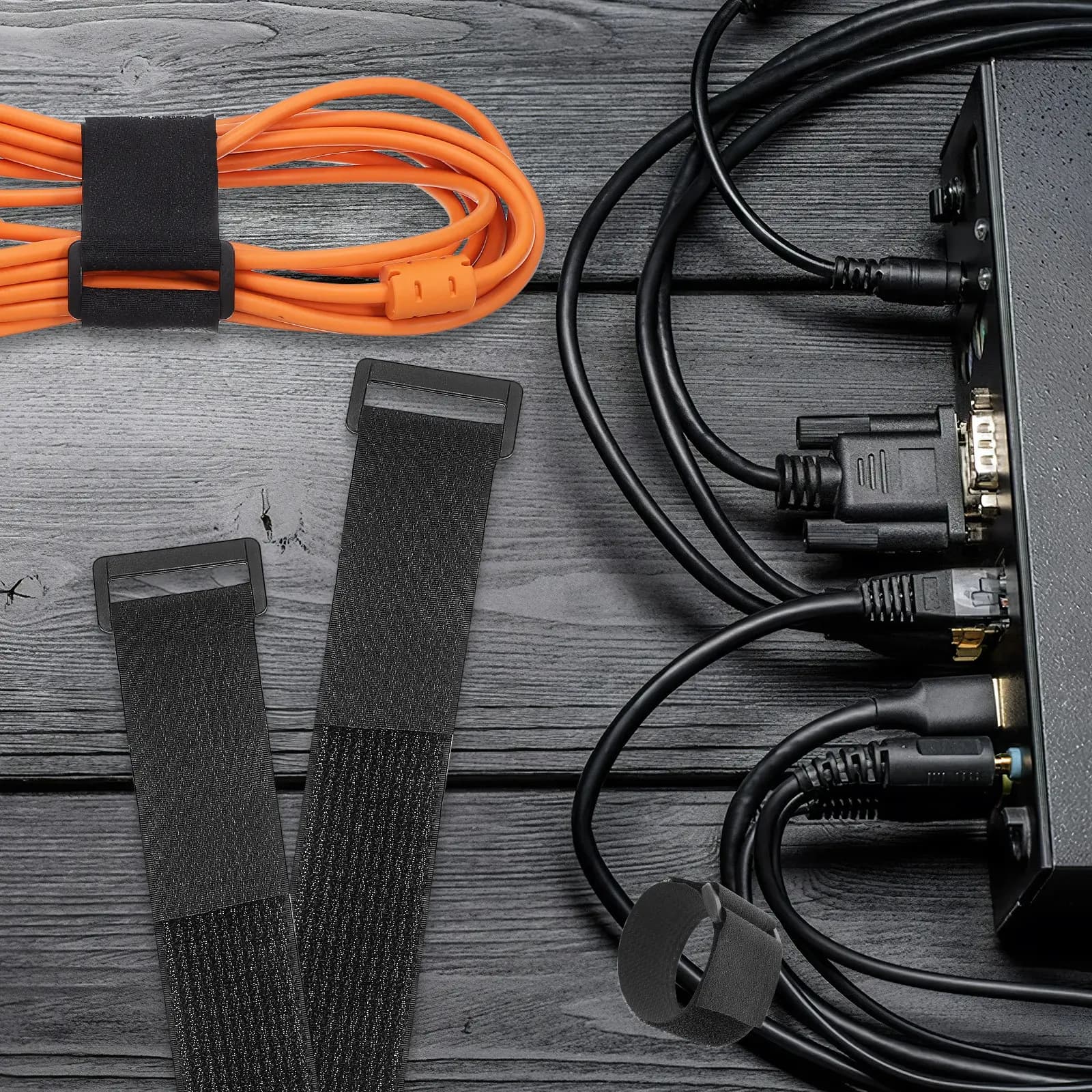 Hook and Cable Straps Reusable Self Adhesive Cord Organizer Cuttable Wear Resistant Fastening Ties for Appliances Cords