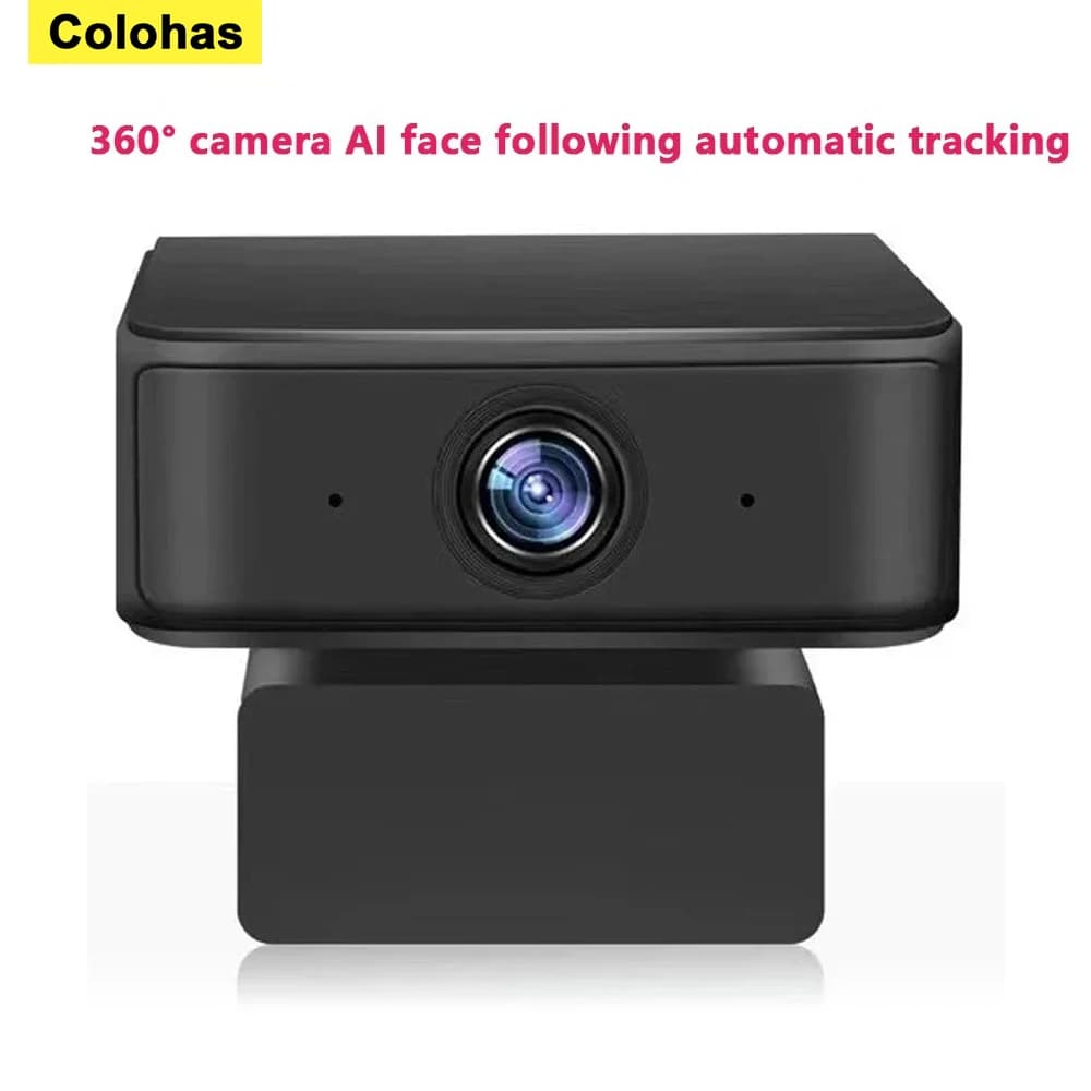 360 ° Webcam USB Intelligente P2P con Visione Notturna, Videocamera Digitale 2MP 1080P 360 Gradi con Rilevamento Volto AI e Tracciamento Automatico per l'Insegnamento Online