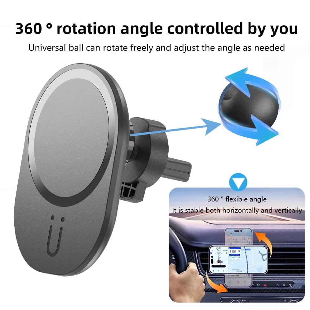 Mini Magnetic Wireless Car Charger Phone Holder for Magsafe iPhone 16 15 14 13 12 Pro Max Quick Charging Station
