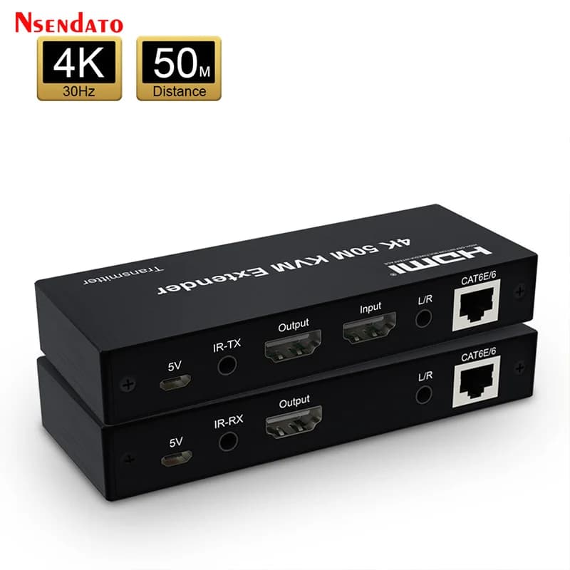 Extender KVM HDMI 4K 50M su Ethernet Cat5e/6 con uscita Loop per controllo remoto di mouse e tastiera su TV e PC