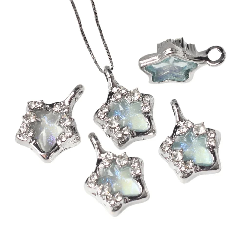 10 pz/lot 14*19 MILLIMETRIES In Zinco Alloy Resin Star Set Pendant Pendant Pendants and Pendants for World Bracelet Necklace