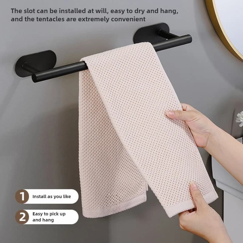 Portasciugamani da 40 cm senza foratura per portasciugamani da parete per bagno Portasciugamani autoadesivo in acciaio inossidabile