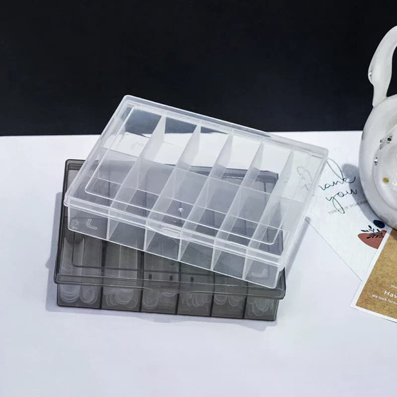 Transparent 12 compartments foil holder box for nails, jewelry, beads, gems, rhinestones, fake nail tips, plastic organizer