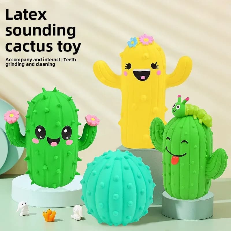 Simpatico cactus cigolante per cani da compagnia interattivo giocattolo da masticare cucciolo resistente ai morsi giocattolo per la pulizia dei denti con spina molare giocattoli da masticare per cani forniture
