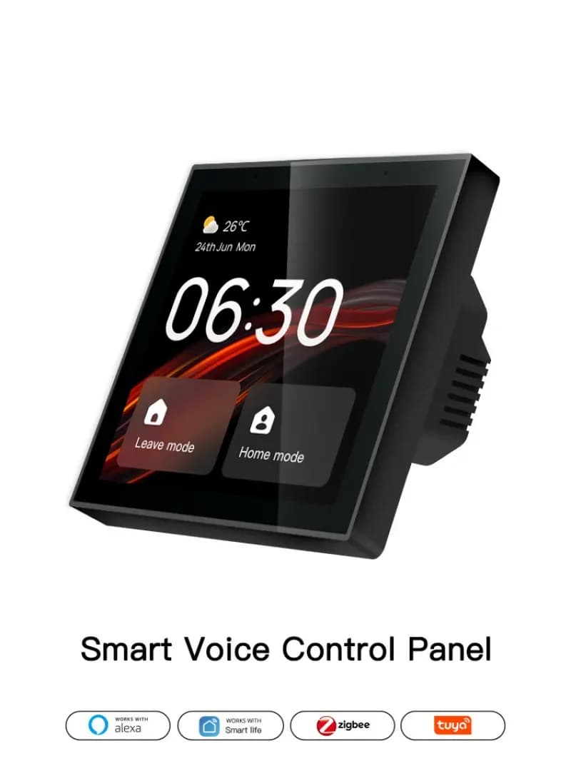 Interruttore Intelligente Tuya Smart Home da 4 Pollici con Schermo Intero, Zigbee, Controllo Vocale Offline, Regolazione Tende e Scene con Infrarossi