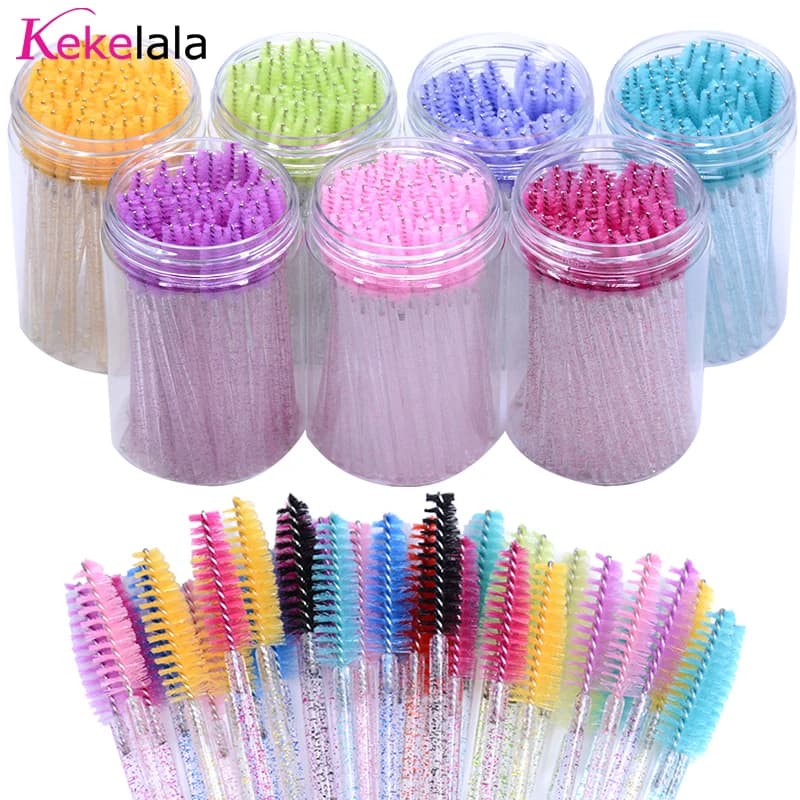 50 Pz/bottle Extension Brushes Eye Lash Mascara Eye Drops Spoolies In Case Wholesale
