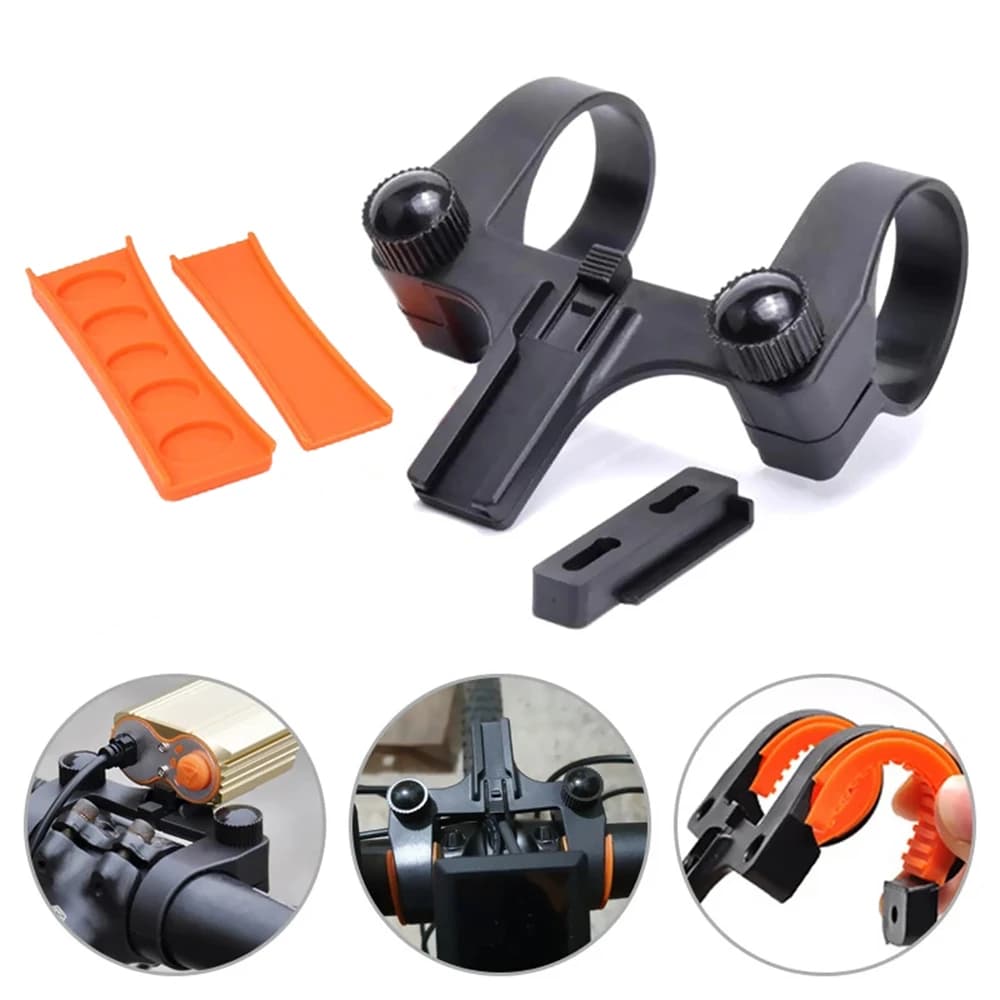 Supporto Doppio Foro per Luce Centrale Bici MTB, Porta Faro Anteriore, Clip per Lampada, Accessorio Bici Resistente