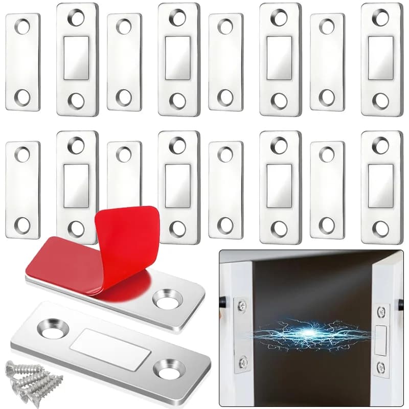 Chiusure Magnetiche per Armadietti, Fermi Adesivi Invisibili per Finestre e Porte, Kit Hardware per Cucina e Camera da Letto