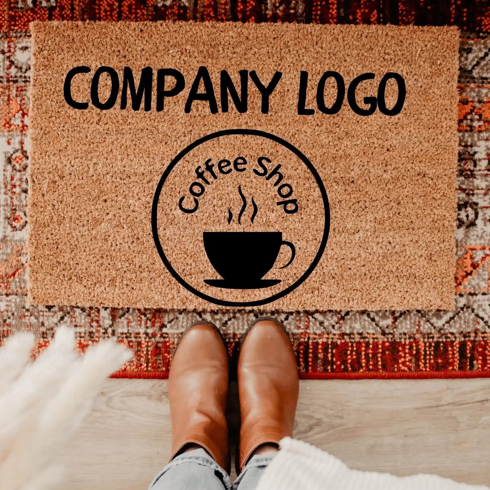 Tappeto Zerbino Personalizzato con Logo Stampato, Regalo per la Prima Casa, Regalo per Coppie, Tappeti con il Tuo Testo, Regali di Inaugurazione Casa