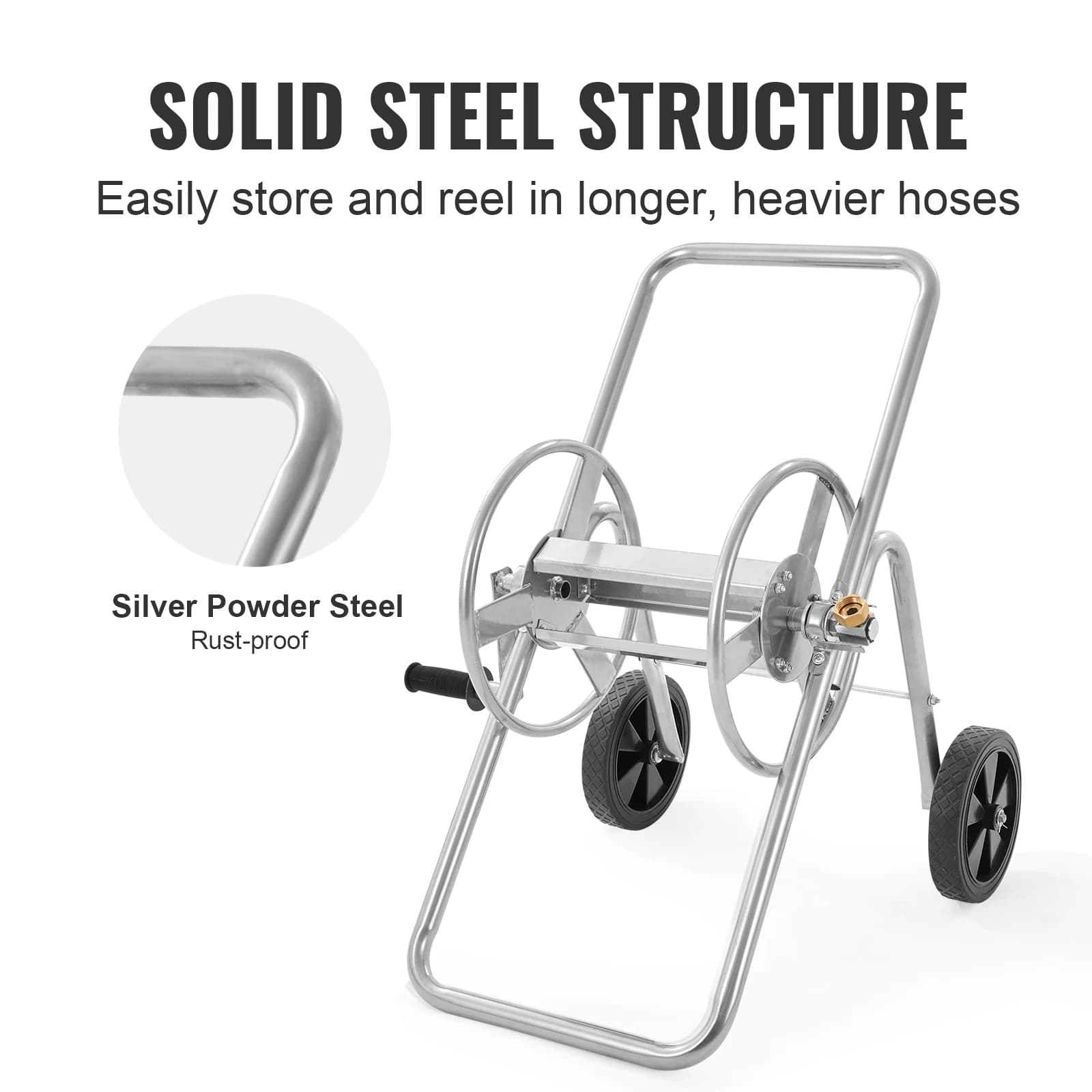 Carrello Avvolgitubo, Contiene Fino a 53 Metri di Tubo (Tubo Non Incluso), Carrello Porta Tubo da Giardino Mobile con Ruote, Resistente