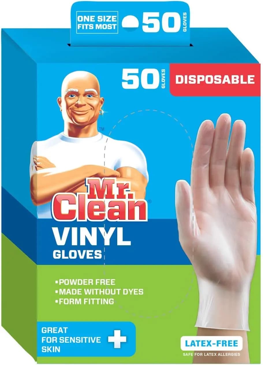 Guanti in Vinile Monouso, Confezione da 50 Pezzi - Resistenti e Senza Lattice per Pulizie Domestiche