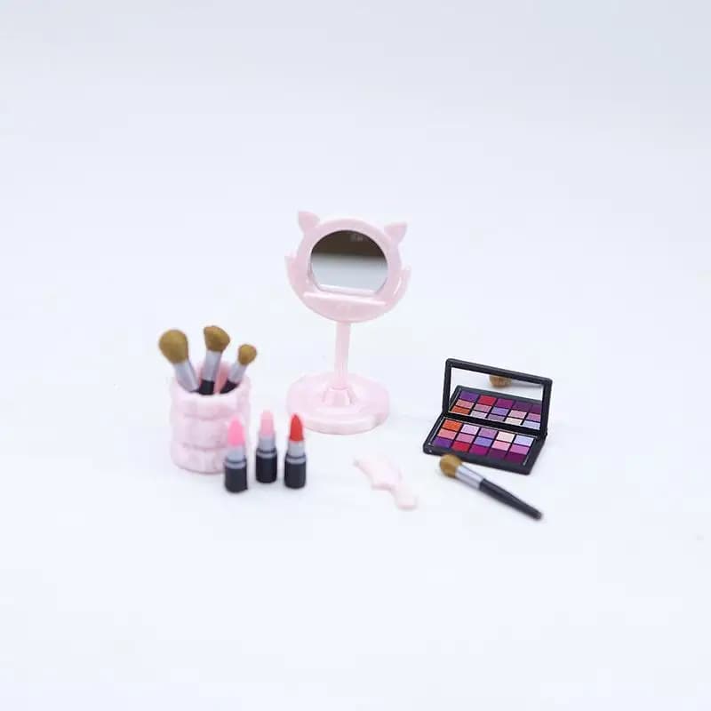 1Pcs Miniature Dollhouse Makeup Brush Toy Simulated Cosmetic Accessory For Doll Pretend Play Scene Decoration Gift Set