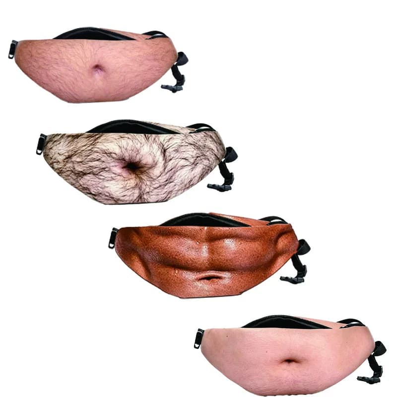 Funny Big belly Waist Bag Dad Bod Money Belt Bag Men Travel Bags Creative Simulation Beer Fat Belly Bum Pouch Waist Bag