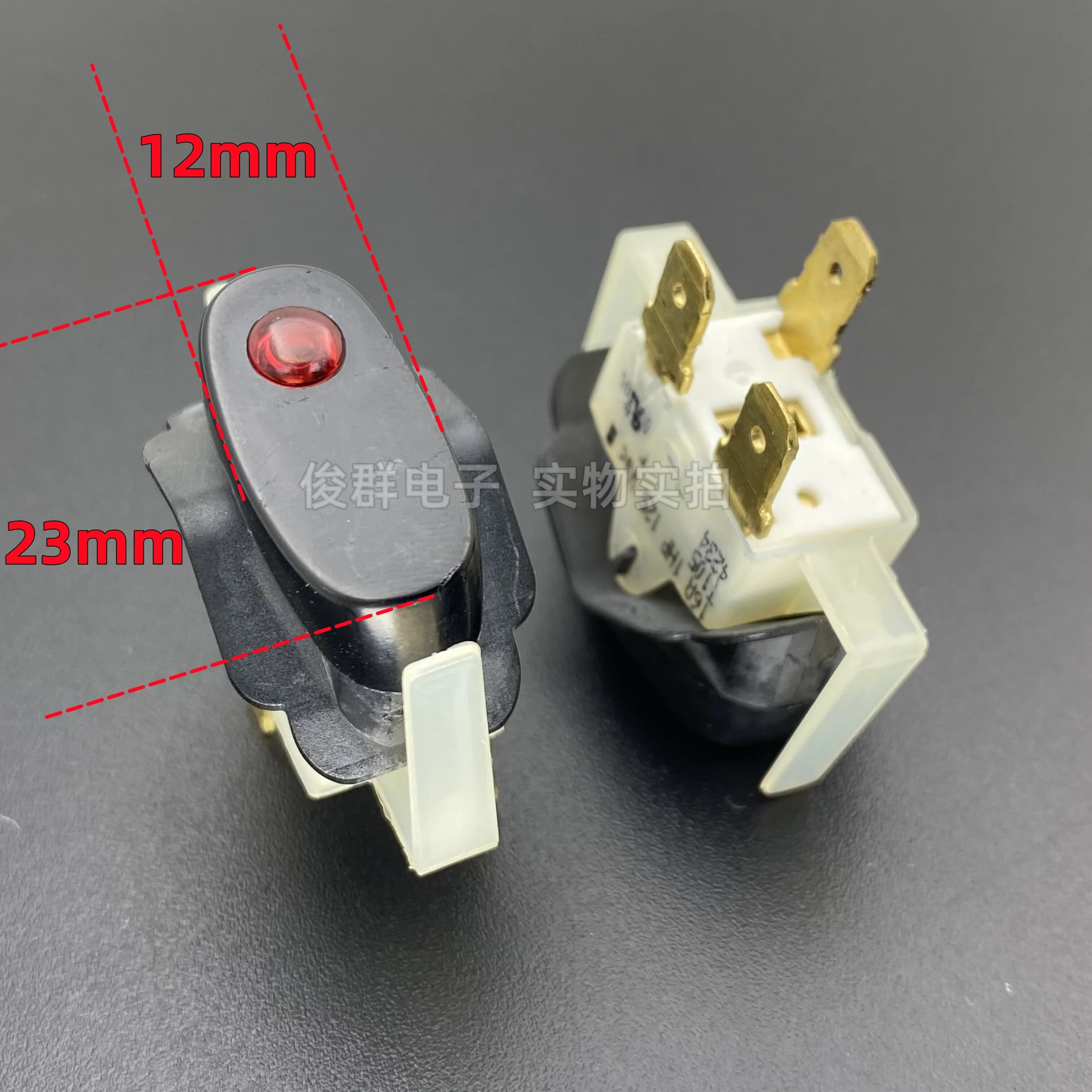10 pz/interruttore a bilanciere importato con luce rossa, 3 piedi, 2 posizioni, 16A, per asciugacapelli