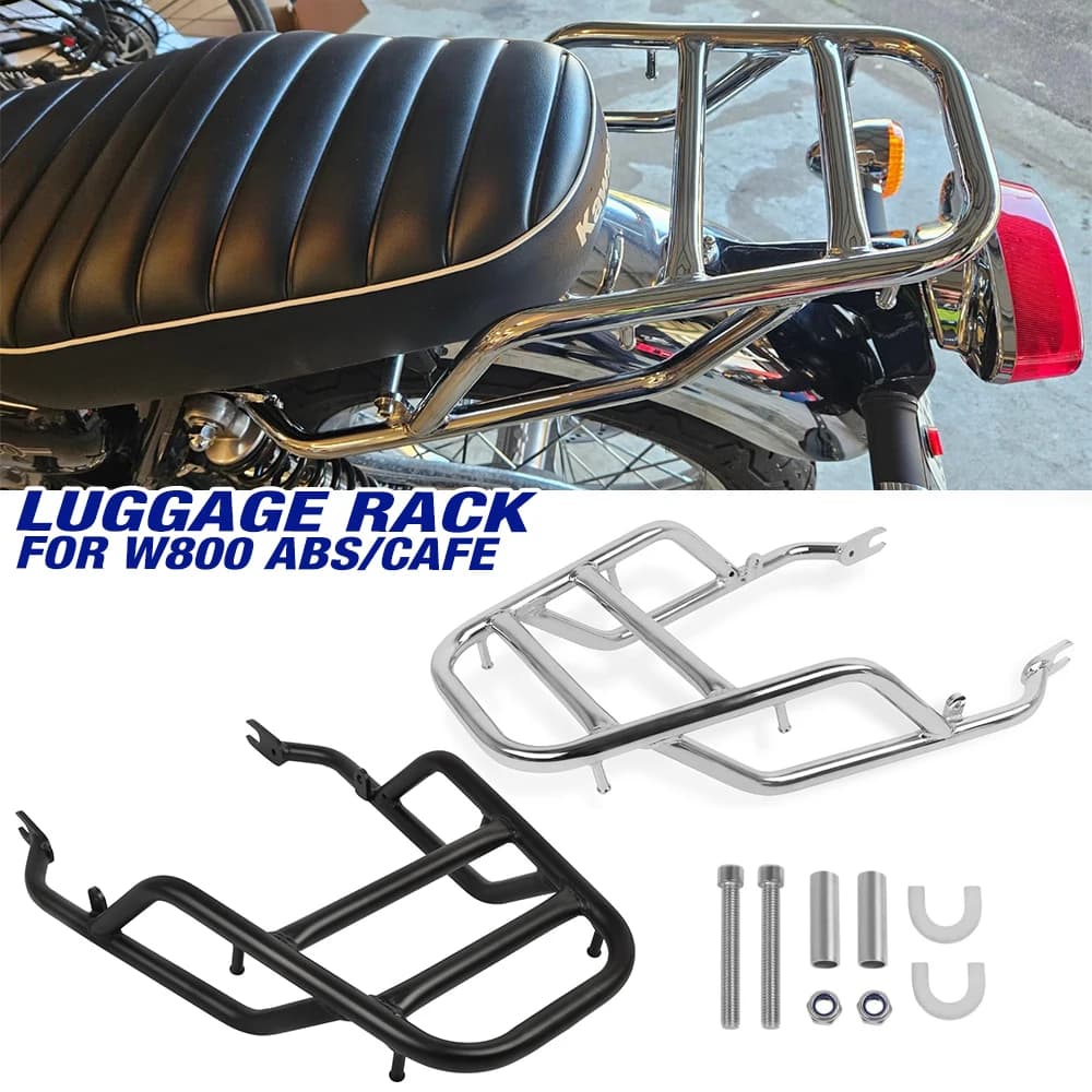 Portapacchi Posteriore con Schienale e Mensola per Bagagli, Nero, per Kawasaki W800 ABS W 800 CAFE