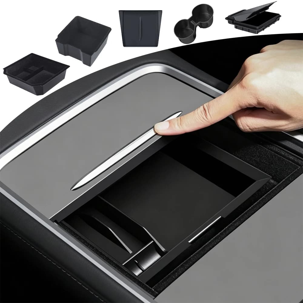 For Tesla Model3 2017-2023 Model Y 2021-2024 Magnetic Car Center Console Armrest Storage Box Privacy Hidden Organizer Tray Cover