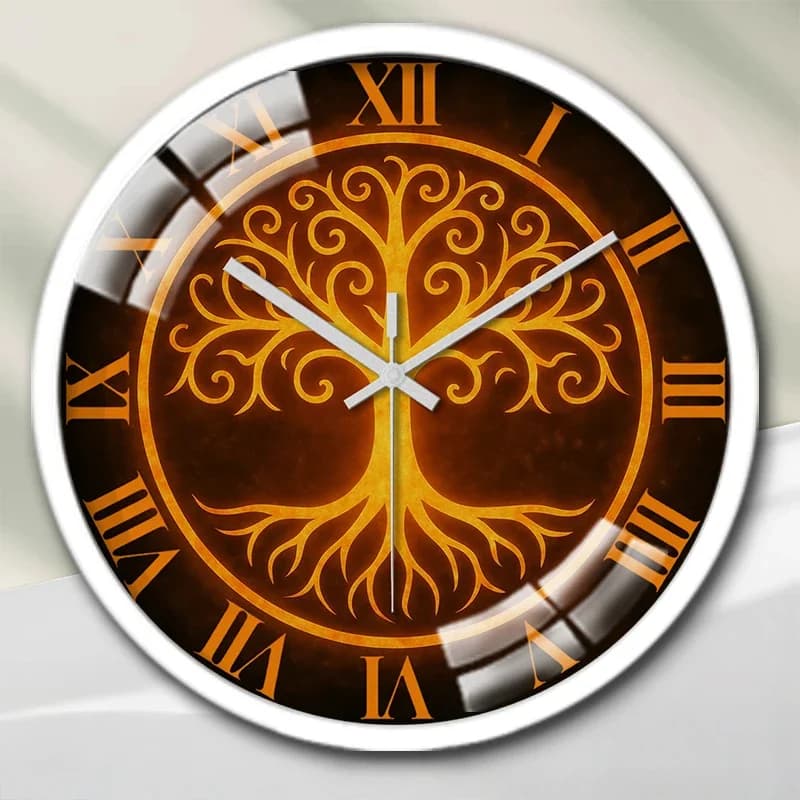 Orologio da parete silenzioso rotondo con cartone animato Albero della Vita, adatto per soggiorno, scuola, studio, camera da letto, regalo per bambini