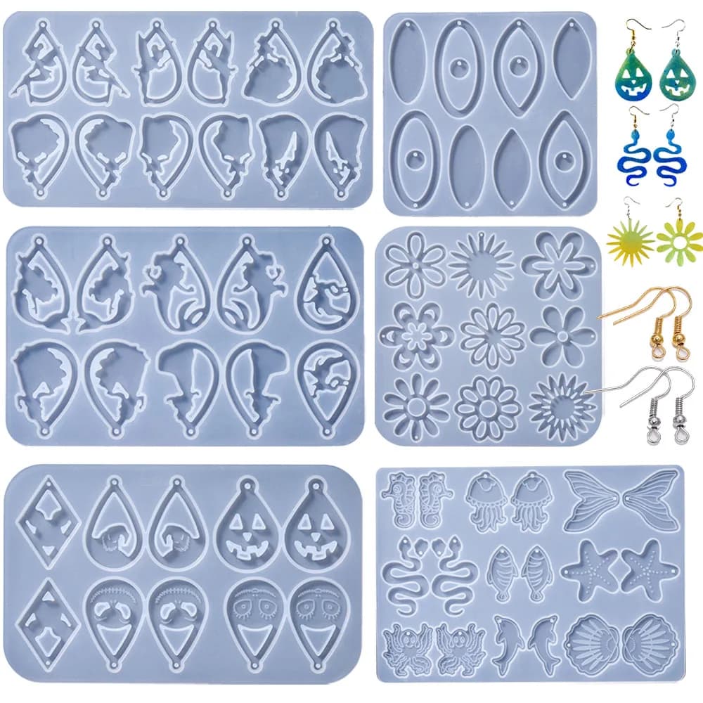 Orecchino Ciondolo Stampo in silicone Fiore Stampo in resina epossidica UV fai-da-te Strumenti per la creazione di gioielli Collana Portachiavi Artigianato fatto a mano