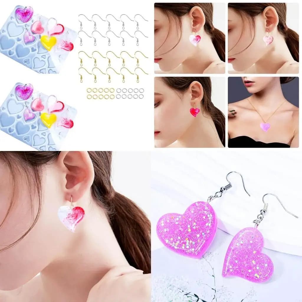 Stampo per orecchini a forma cuore Stampo in silicone Stampi in resina epossidica per orecchini fai da te