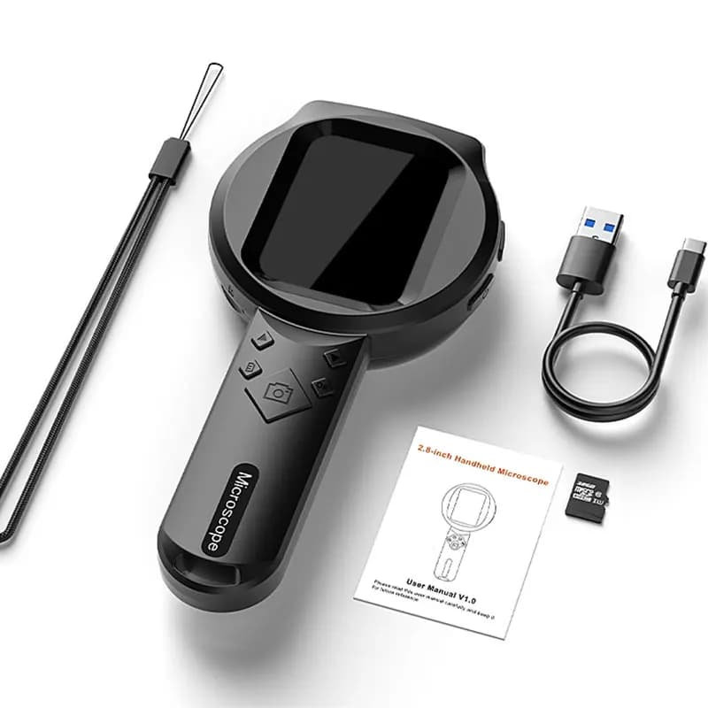 Lente d'ingrandimento digitale con schermo IPS da 2,8 '' Ingrandimento 100X Microscopio video da 2 MP con 15 LED per l'esame di monete Scheda TF da 32 GB per l'opzione