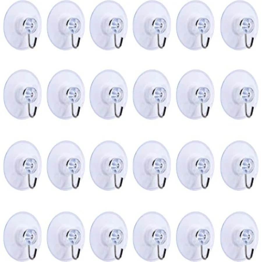 24 Pezzi Gancio a Parete con Ventosa 1,77 Ih 45 mm Ventose in PVC Trasparente con Ganci in Metallo Riutilizzabili Rimovibili per Piastrelle in Vetro