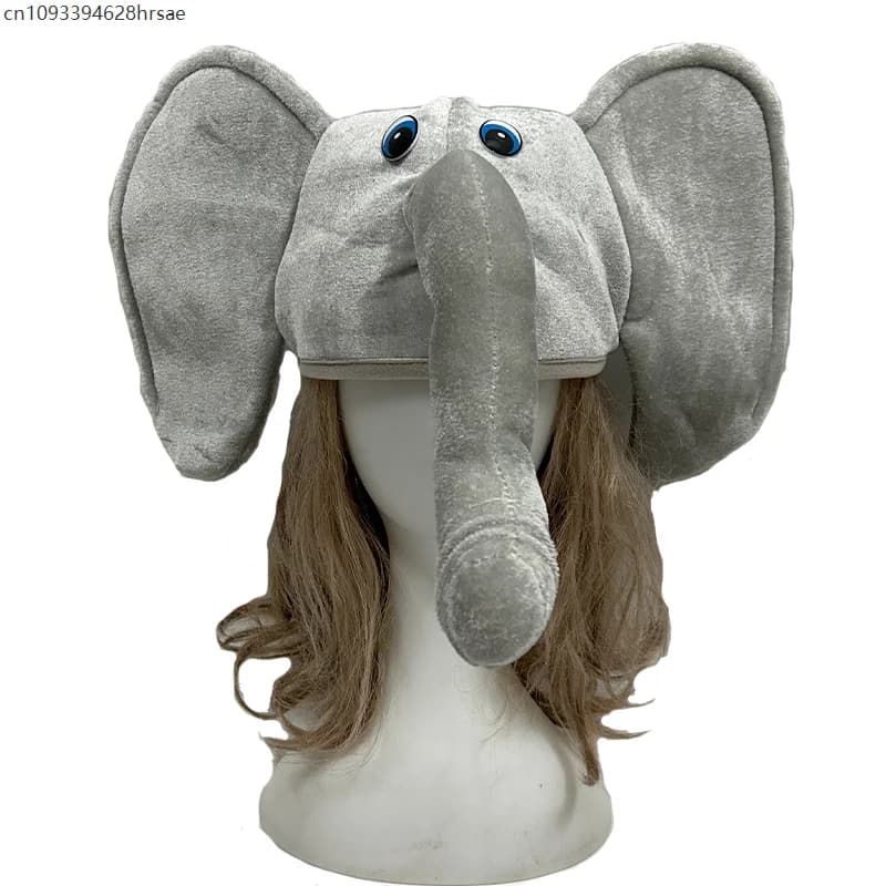 Cappello per costume da elefante farcito per adulti unisex divertente animale di Halloween per adulti