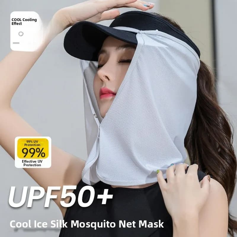 Maschera Viso in Seta Ghiaccio con Protezione UV per Donna, Protezione Solare Estiva per Ciclismo e Guida, Copricollo Traspirante, Protezione Antizanzare