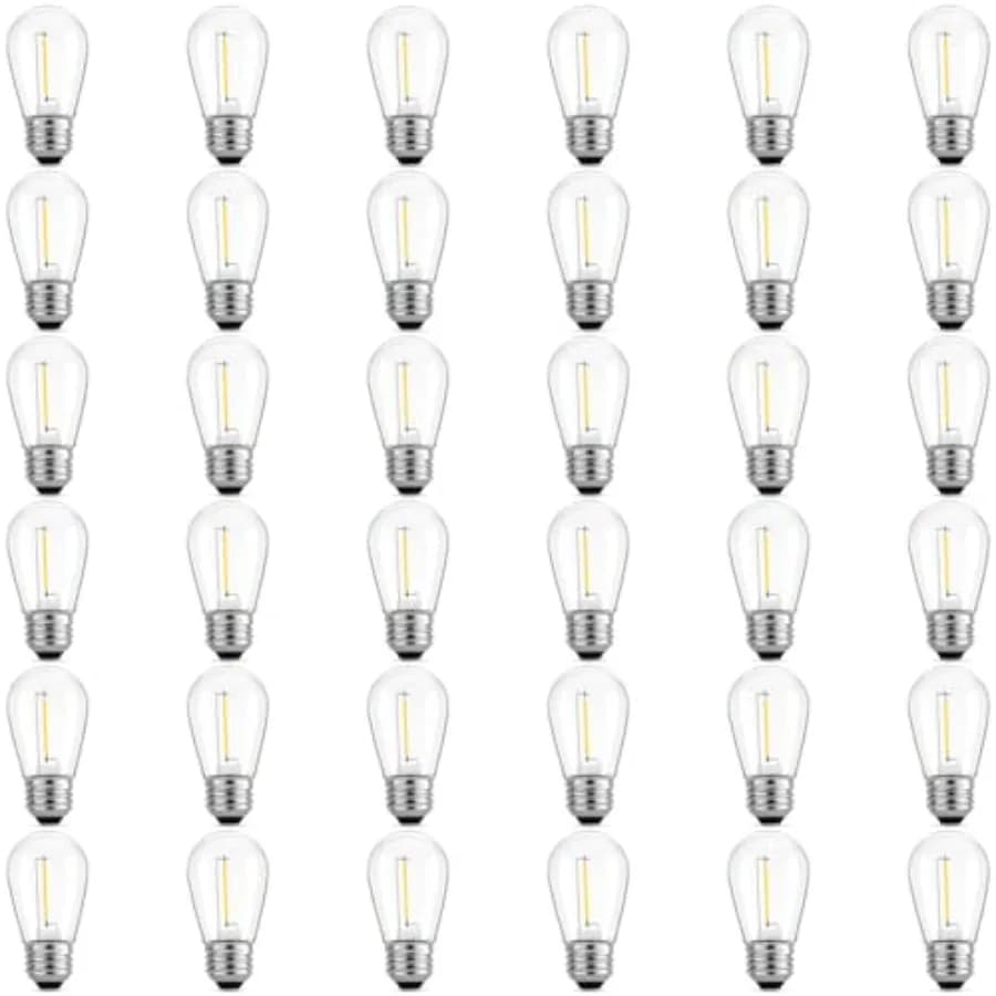 36 Pack S14 LED Bulbs for Outdoor String Lights, Shatterproof Replacement Edison Bulbs for Patio String Lights Outdoor Waterpro