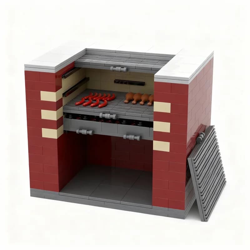Set di Costruzioni MOC BBQ Grill City da 624 Pezzi, Giocattolo Educativo Creativo Fai-da-Te, Regalo di Natale e Compleanno
