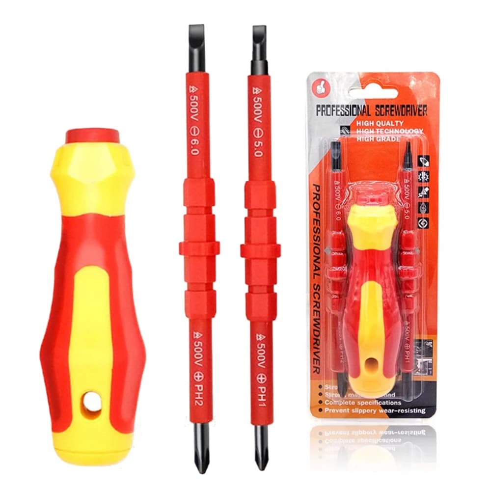 Set di cacciaviti isolati 3 in 1 Set di kit di strumenti per punte per cacciavite a croce a taglio per elettricisti con cacciavite multiuso PH1/PH2