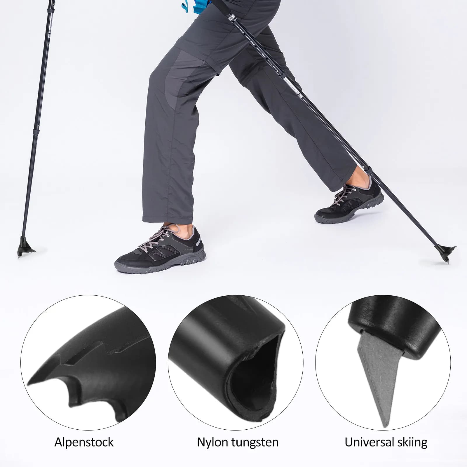 Tips for Trekking Sticks in Tungsten Carbide, Universal for Skiing, Hiking and Walking, Light and Stable Spare Parts