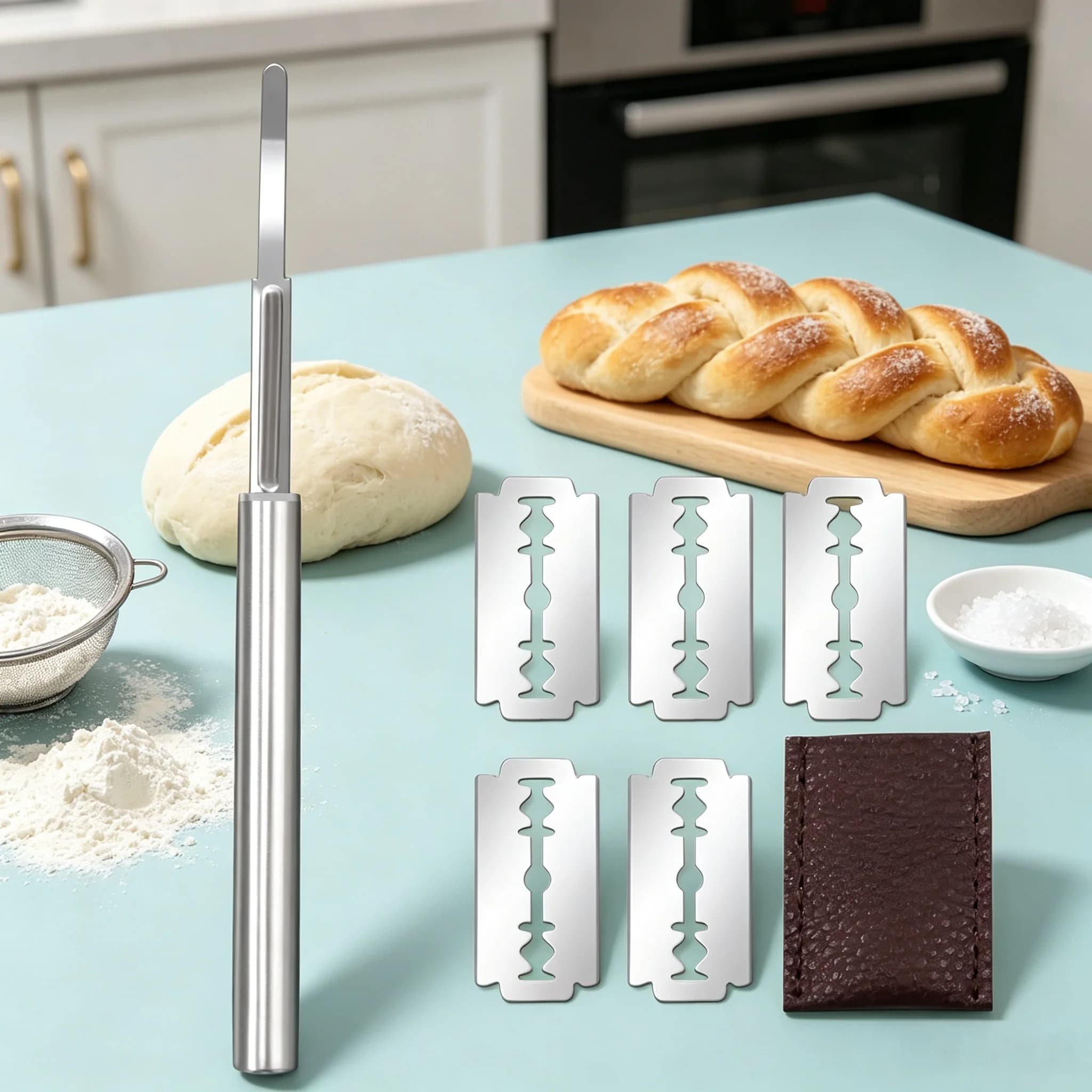Bread Scoring Knife Sharp Blades Precise Cutting Shaping Hand Fermented Dough Craft Layered Creative Patterns Baking Tools