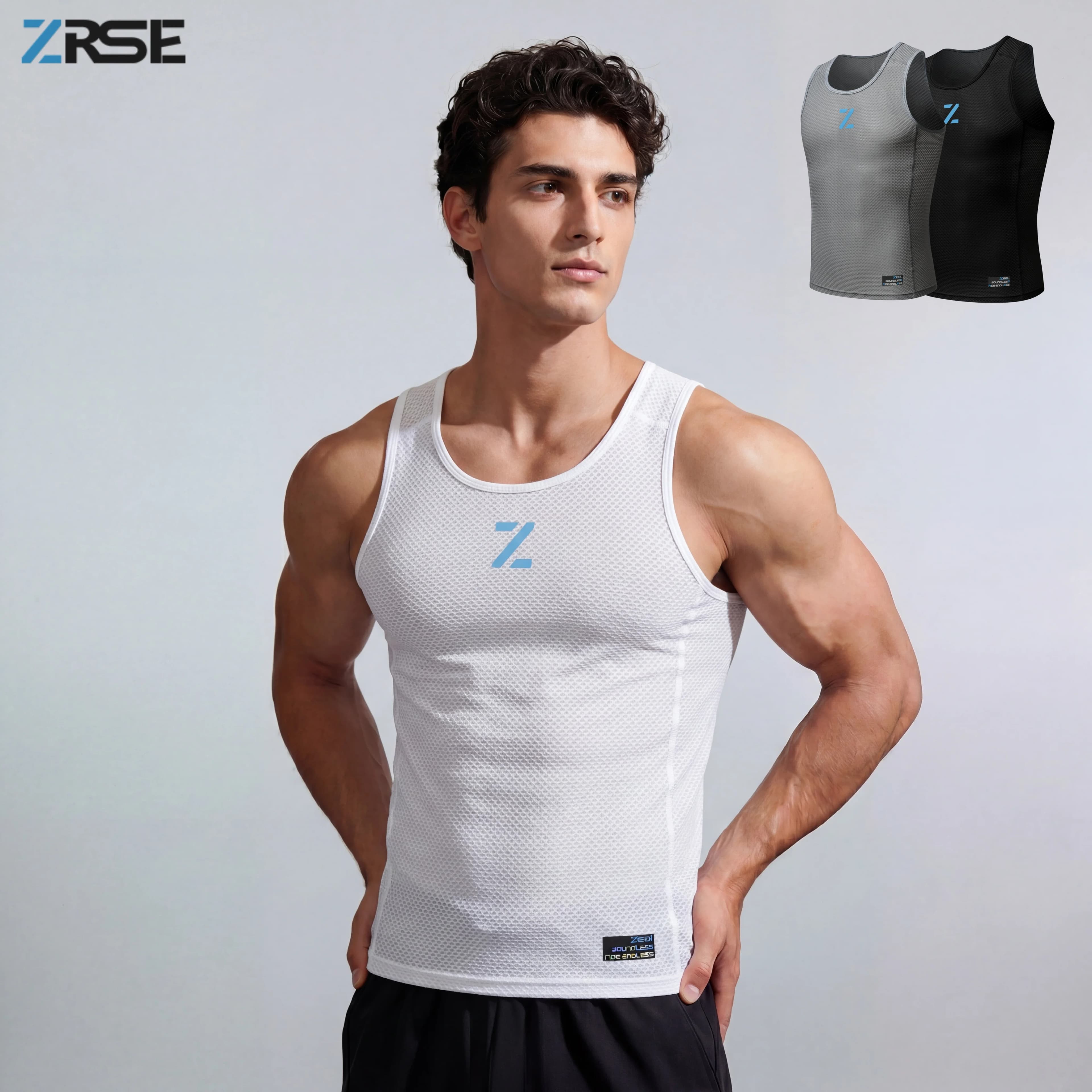 ZRSE Canotta Sportiva Traspirante in Mesh da Uomo, Senza Maniche, Strato Base Unisex, Nera e Bianca, per Corsa, Palestra, Ciclismo, Asciugatura Rapida, Intimo Sportivo