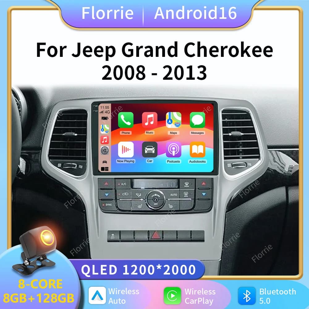 Car Android For Jeep Grand Cherokee WK2 2008 - 2013 Auto Radio WIFI BT Multimedia Player Stereo Video Touchscreen Navigation GPS