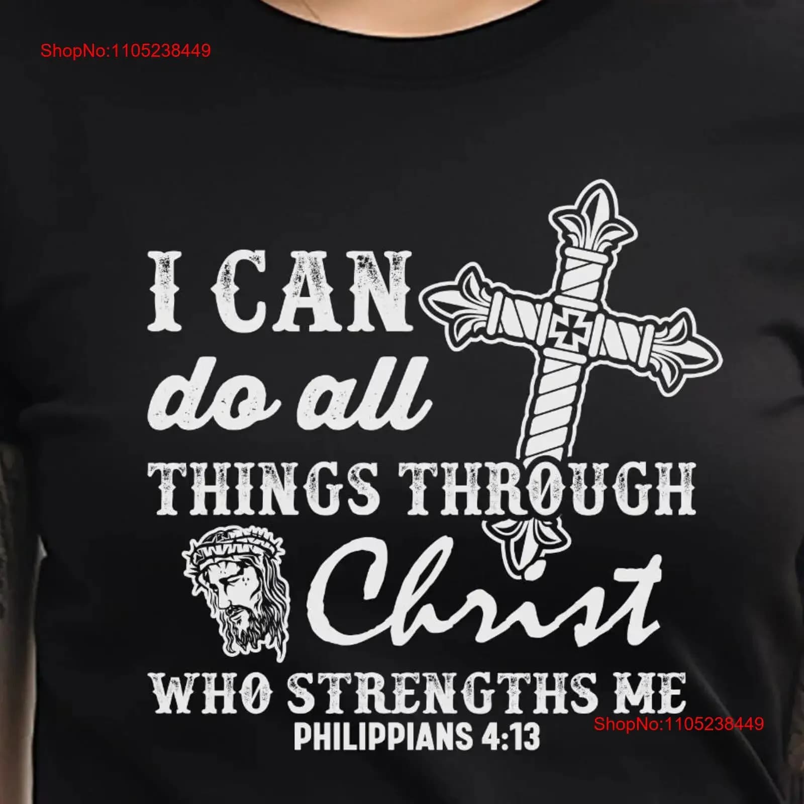 Posso fare ogni cosa attraverso Cristo - T-shirt Abbigliamento Cristiano Filippi 4:13 Versetto Biblico Abbigliamento Ispirato alla Fede