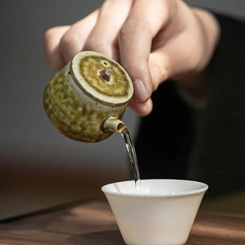 Mini Side Handle Teapot Set Shaped Travel Kung Fu Tea Pot Ceramic Portable Tea Wares Small Table Decor Tea Pet Gift For Friend