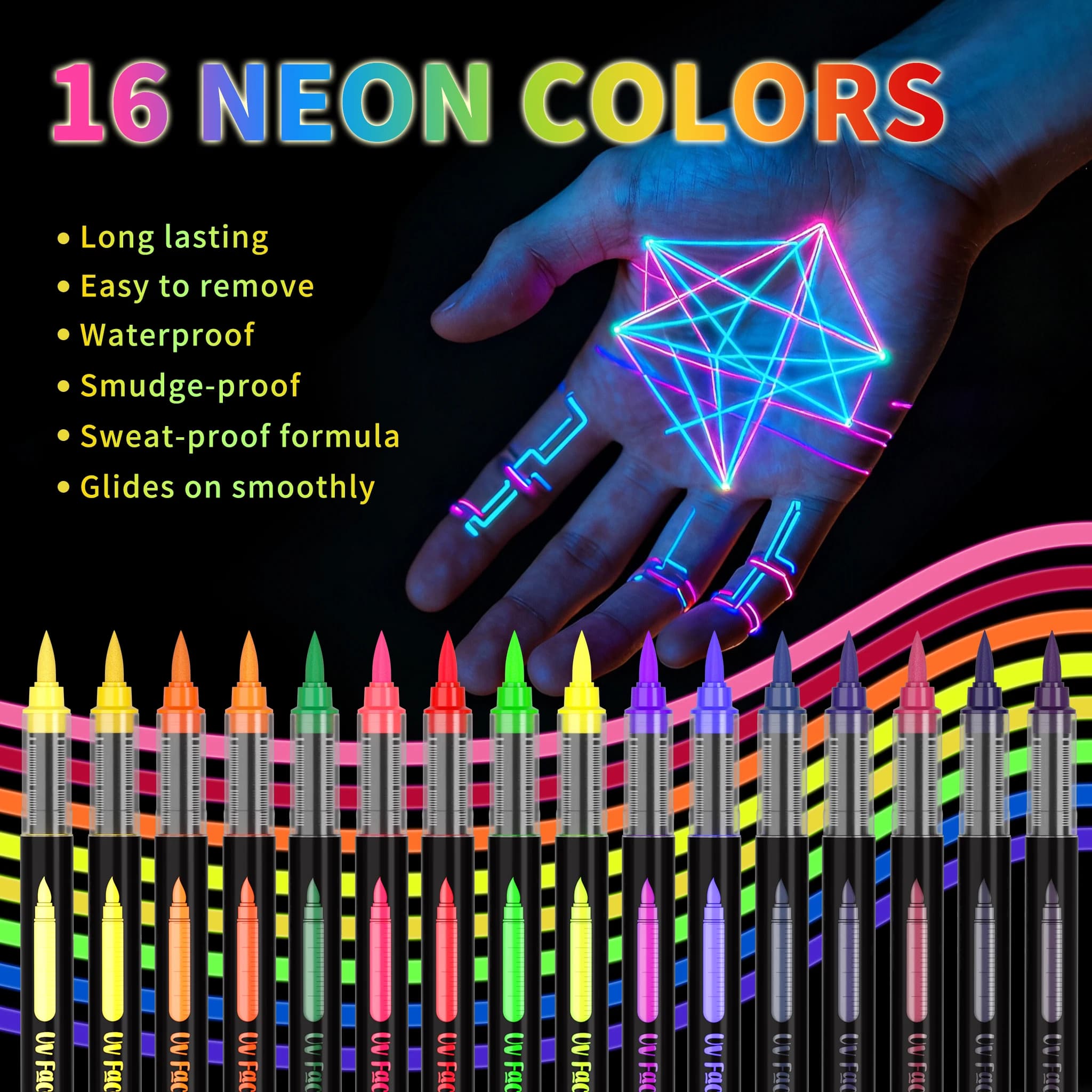 16 Penne Colorate, Penne per Colorare Illustrazioni, Pennarelli Fluorescenti Creativi per Studenti e Bambini