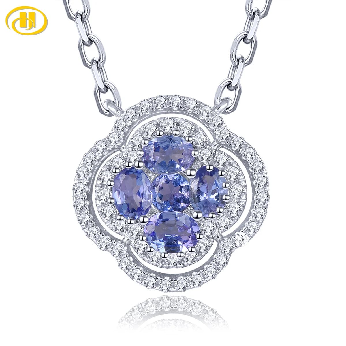 Collana con pendente in argento sterling massiccio con tanzanite naturale da 0,8 carati, pietra preziosa autentica, romantica, squisita, gioielleria raffinata da donna