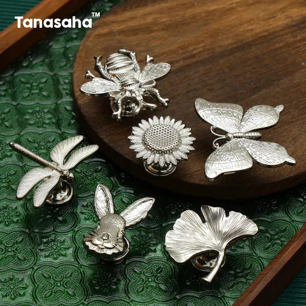 Maniglie per mobili in argento Maniglie per armadi e cassetti Pomelli per mobili creativi Pomelli per cassetti in lega di zinco Pomello per mobili da cucina